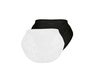 Miederslip SASSA "Classic Lace", Damen, Gr. 40, schwarz-weiß (weiß, schwarz), Obermaterial: 85% Polyamid, 15% Elasthan, unifarben, normal, Unterhosen, mit Spitzeneinsatz (82227252-40) weiß, schwarz