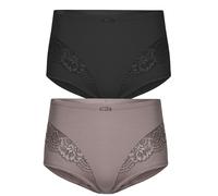 Miederslip SUSA "2er Pack Miederslip London", Damen, Gr. 46, bunt (frosty lavender schwarz), Stoff, Obermaterial: 75% Polyamid PA. 25% Elasthan EL., Unterhosen (19340428-46) frosty lavender schwarz