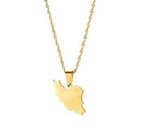 MIELEU Anhänger Halskette Iran Karte Anhänger Schmuck Frauen Mädchen Farbe Gold Iranische Halsketten Halloween Mode Party Schmuck Geschenk