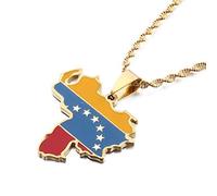 MIELEU Anhänger Halskette Venezuela Karte Flagge Anhänger Halskette Venezolanische Karte Kette Schmuck Halloween Mode Party Schmuck Geschenk