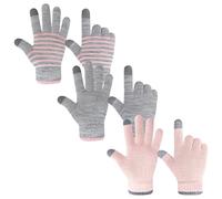 Migliore Wear 3 Paar Kinder Magic Handschuhe mit 2 Touchscreen Finger, Winter Kinder Handschuhe, Warme Strickhandschuhe, Vollfinger Stretch Zauberhandschuhe für Jungen Mädchen