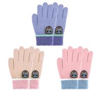 Migliore Wear Winter Kinder Handschuhe, 3 Paar Vollfinger Handschuhe für Jungen und Mädchen, Warme Strickhandschuhe Stretch für 4-6 Jahre