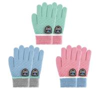 Migliore Wear Winter Kinder Handschuhe, 3 Paar Vollfinger Handschuhe für Jungen und Mädchen, Warme Strickhandschuhe Stretch für 4-6 Jahre