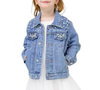 Miipat Jeansjacke Mädchen Mode Kleinkind Jeans Jacke Perle Dekorieren Jeansmantel Kinder Denim Jacken für Mädchen 100 3-4 Jahre