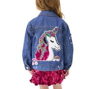 Miipat Jeansjacke Mädchen Pailletten Mode Kleinkind Jeans Jacke Patch Jeansmantel Kinder Denim Jacken für Mädchen 100 3-4 Jahre