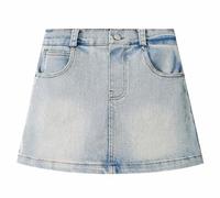 Miipat Kleinkind Mädchen Jeansrock Kinder Denim Kurzer Rock Hohe Taille A-Line Sommerröckemit Taschen Lässiger Minirock mit Innenhose(Hellblau,5-6 Jahre)