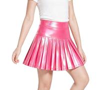 Miipat Mädchen Metallisch Rock Glitzer Faltenrock Kinder Minirock mit Hose