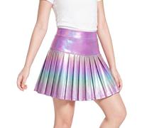 Miipat Mädchen Metallisch Rock Glitzer Faltenrock Kinder Minirock mit Hose