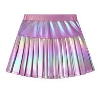 Miipat Mädchen Metallischer Rock Elastischer Hohe Taille Faltenrock mit Taschen Innenhose Plissierter Kinder Minirock für Party Tanz Tennis Skater(Lila,7-8Jahre)