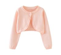 Miipat Mädchen Strickjacke EIN Knopf Baby Mädchen Bolerojacke Kinder Lange Ärmel Schulterjacke Gestrickte Strickkleidung Rosa 110 3-4 Jahre