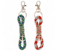 MIJOMA 2er Set Schlüsselanhänger mit Anker - Maritimer Schlüsselring mit Karabiner - Handgeflochtene Schlüsselbänder (Ankerzeit)