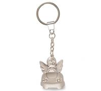 MIJOMA Schutzengel-Schlüsselanhänger aus Metall - Mattes Silber, Ideal als Mitbringsel zum Führerschein, 12cm Länge, Robust & Stilvoll (Engel im Auto, silberfarben matt)