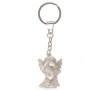 MIJOMA Schutzengel-Schlüsselanhänger aus Metall - Mattes Silber, Ideal als Mitbringsel zum Führerschein, 12cm Länge, Robust & Stilvoll (Engel mit Herz, silberfarben matt)