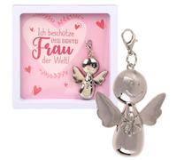 MIJOMA Schutzengel Schlüsselanhänger mit Karabiner - für Glück, Gesundheit, Freundschaft - Taschenanhänger in Geschenkbox - Engel-Anhänger aus Metall (Ich beschütze die beste Frau der Welt)