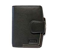 MIKA 14213611 - Geldbörse aus Echt Leder, Portemonnaie im Hochformat, Geldbeutel mit 7 Kreditkarten Fächer, 3 Einschubfächer, 2 Scheinfächer und Münzfach, Brieftasche in schwarz, ca. 12 x 10 x 3 cm