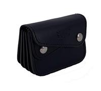 MIKA 28058701 - Mini Geldbörse aus Echt Leder/Sattelleder, Portemonnaie im Querformat, Geldbeutel mit 6 Einsteckfächer für Kreditkarten und Gürtelschlaufe, Brieftasche in schwarz, ca. 10 x 3 x 7 cm