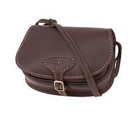 MIKA 28059022 - Damentasche Bonny aus Echt Leder/Sattelleder, Damen Handtasche mit Hauptfach und Vortasche, Ledertasche für Frauen, Umhängetasche in dunkelbraun, Lederhandtasche ca. 23 x 8 x 19 cm