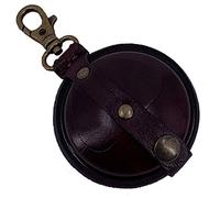 MIKA 28063802 - Schlüsselanhänger klein aus Echt Leder/Sattelleder, Mini Geldbörse als Schlüsseletui mit Münzfach mit Druckknopf, Schlüsselbörse für Kleingeld in braun, Schlüsseltasche Ø ca. 7 cm