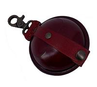 MIKA 28063904 - Schlüsselanhänger groß aus Echt Leder/Sattelleder, Mini Geldbörse als Schlüsseletui mit Münzfach mit Druckknopf, Schlüsselbörse für Kleingeld in rot, Schlüsseltasche Ø ca. 9 cm