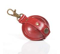 MIKA 28071104 - Mini Schlüsselanhänger aus Echt Leder/Sattelleder, Geldbörse als Schlüsseletui mit Münzfach mit Druckknopf, Schlüsselbörse für Kleingeld in rot, Schlüsseltasche Ø ca. 5 cm