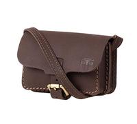 MIKA 28073222 - Schultertasche aus Echt Leder/Sattelleder, Damen Handtasche mit unterteiltem Hauptfach, Ledertasche für Frauen, Umhängetasche in braun, Lederhandtasche ca. 15 x 5 x 11 cm