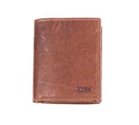 MIKA 42221 - Geldbörse aus Echt Leder, Portemonnaie im Hochformat, Geldbeutel mit RFID Schutz, 8 Kartenfächer, 4 Einschubfächer, 2 Scheinfächer und Münzfach, Brieftasche braun, ca. 12 x 10 x 2,5 cm
