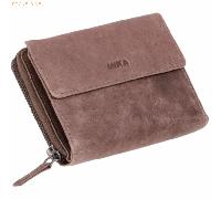 Mika Damengeldbörse Leder 13x10x2,5cm grau-braun