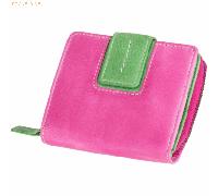 Mika Damengeldbörse zweifarbig Leder 9x10,5x3cm pink