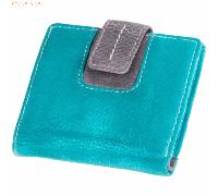 MIKA Damengeldbörse, aus Leder, türkis-grau