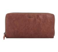 MIKA Damengeldbörse groß Grau-Braun Leder Damenportemonnaie Reißverschluss 42174