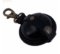 Mika Mini Schlüsselanhänger / Kleingeldbörse Sattelleder 5cm schwarz