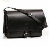 Mika Schultertasche Scotty Sattelleder 40x18x26cm schwarz