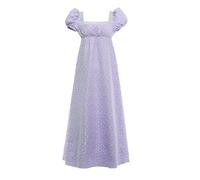 Mikan Tsumiki Regency-Kleid für Damen, Empire-Taille, langes Regency-Kostüm, viktorianisches Kleid, Violett, Klein