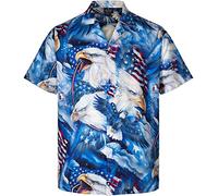 MIKENKO Lustiges Hawaiihemd Tropisch Kurzarm Sommer Strand Button Down Bier Bigfoot Hawaiihemden für Männer 3XL 4XL, Eagle Blue, 4XL
