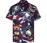 MIKENKO Lustiges Hawaiihemd Tropisch Kurzarm Sommer Strand Button Down Bier Bigfoot Hawaiihemden für Männer 3XL 4XL, Eagle Us 01, 3XL