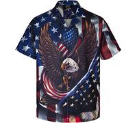 MIKENKO Lustiges Hawaiihemd Tropisch Kurzarm Sommer Strand Button Down Bier Bigfoot Hawaiihemden für Männer 3XL 4XL, Eagle Us 02, 5XL