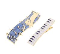 Mikikit 2 Stück Packung Haarspangen mit Katzen und Musiknoten Design aus Metall Stabiler Halt für Damen Vielseitig für Alltag und Party
