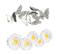 Mikikit 2 Stück Schnürsenkelclips Schuhschnalle aus Kunststoff Weiß mit Schmetterling Gänseblümchen Filigrane Schuhclip Dekoration für Damen Alltag Party