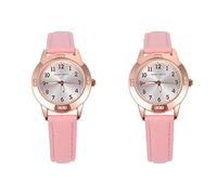 Mikikit 2stücke wasserdichte Damen Armbanduhr Für Mädchen Und Stilvolle Quarzuhr Mit Rosa Lederarmband Für Schule Und Alltag