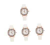 Mikikit 4 Stück Quarz Damenuhren Quarz-Armbanduhr Lederuhr Taschenuhr Damenuhr Im Retro-Stil Damenuhr Im Retro-Design Digitaluhren Für Damen Persönlichkeit Quarzuhren Weiß Glas Fräulein