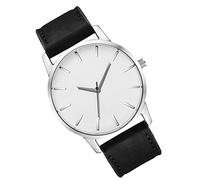 Mikikit Herrenuhr Quarzuhr Großes Zifferblatt Pu Lederband Schlichte Freizeit Armbanduhr Alltag Business