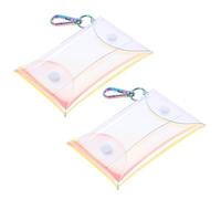 Mikikit Kleiner Geldbörse für Damen mit Münzfach und Schlüsselhalter 2 Stück Transparente Organizer Tasche für Kopfhörerzubehör und Visitenkarten Kompakte Aufbewahrungslösung