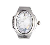 Mikikit Ovaler Quarzuhr Fingerring Mit Dehnbarem Gummiband Modischer Unisex Uhrenring in Weiß Für Alltag Und Geschenk