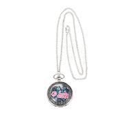 Mikikit Retro Taschenuhr aus Metall und Glas mit Deckel und Schnur