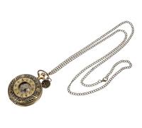 Mikikit Retro Taschenuhr mit Zahnradmuster, Goldfarben, Quarz, Groß
