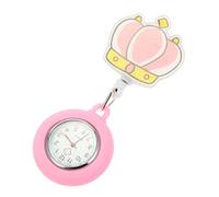 Mikikit Rosa Silikon Krankenschwester Taschenuhr mit Leuchtzifferblatt und Abnehmbarem Deckel Quarzuhr mit Clip für Ärzte und Pflegepersonal im Beruf