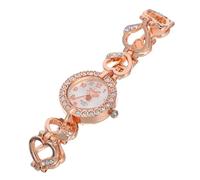 Mikikit Roségold Damen Analog Quarzuhr mit Strassverzierung und Langlebigem Gehäuse Modische Armbanduhr für Freizeit und Büro
