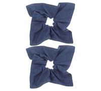 Mikinona 2 Stück Jeans Haargummis Damen Blau Quadratisches Denim Haarband aus Gewebe Modisch und Bequem Vielseitig für Alltag und Partys Geeignet