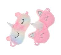 Mikinona 2 Stück Plüsch Schlafmaske Einhorn mit Farbverlauf Weiche Lichtblockierende Augenbinde für Frauen Mädchen und Kuscheliges Cartoon Schlafbrillen Party und Nachtruhe