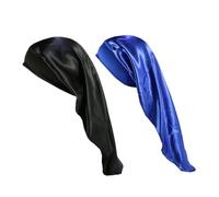 Mikinona 2stücke Elastische Hautfreundliche Schlafhauben Für Langes Haar Krempe Schützend Bei Zöpfen Und Locken Komfortabel Schonend Haarschonende Nachtmützen in Blau Und Schwarz